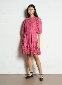 Suncoo
Short lace belted dress - Pink – CATY