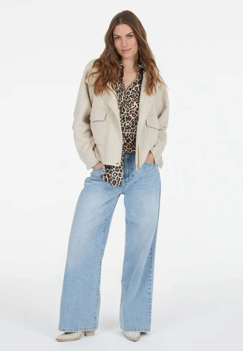 Jacket in double-face in light sand