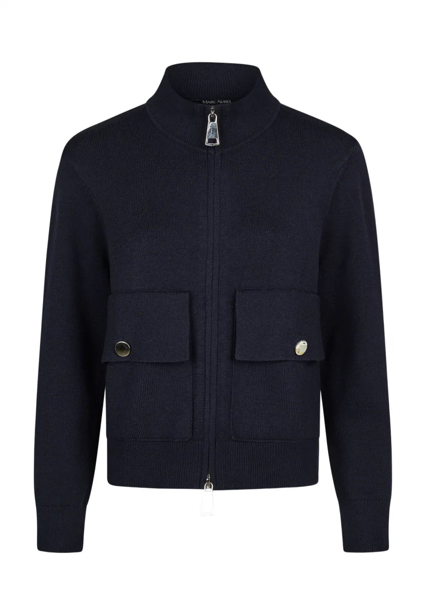 Bomber-style cardigan in navy