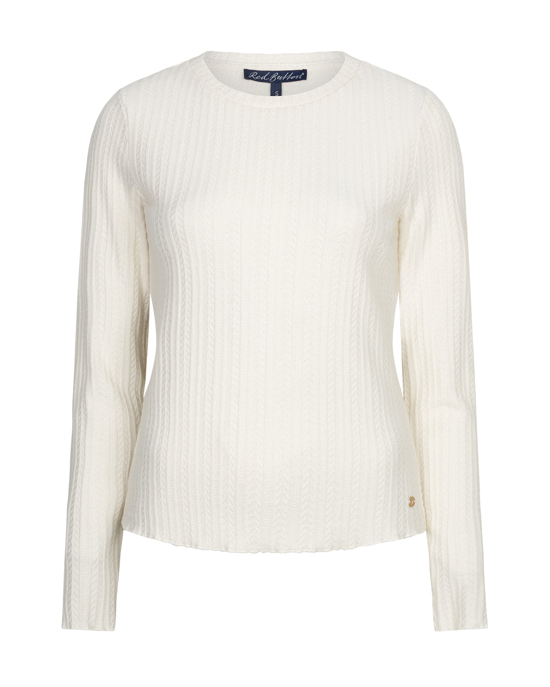 Red button Top fine knit offwhite-ecru