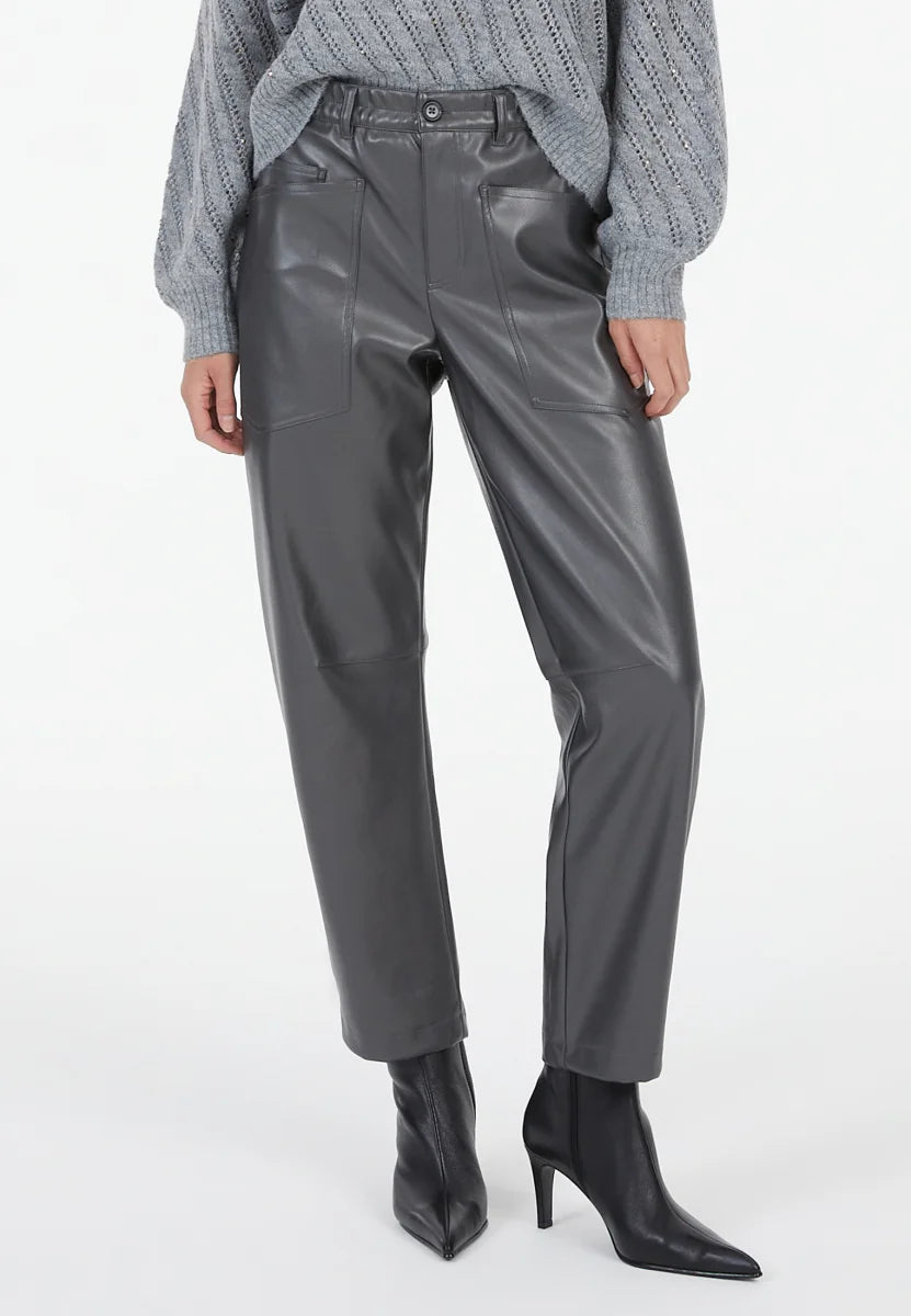 Charcoal Trousers in vegan leather