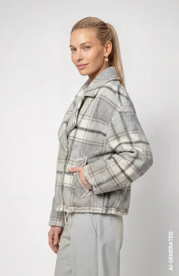 CHECK JACKET - LIGHT GREY PATTERN