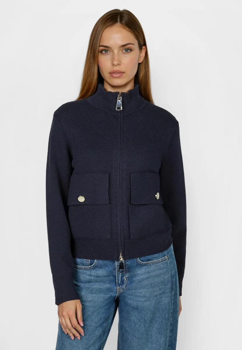 Bomber-style cardigan in navy