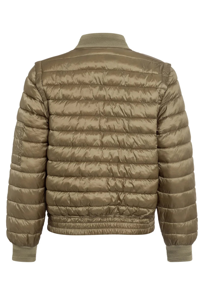 Bomber jacket with detachable sleeves in khaki