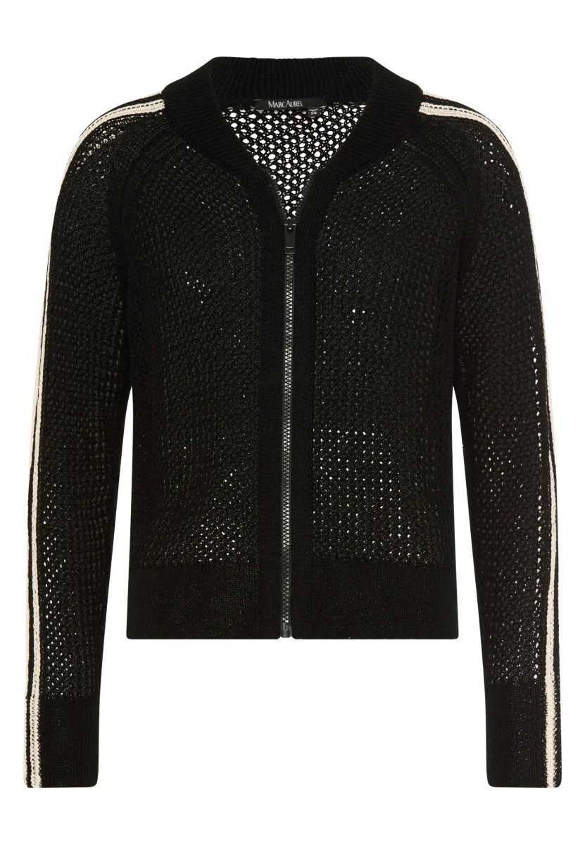 Cardigan in mesh structure in black