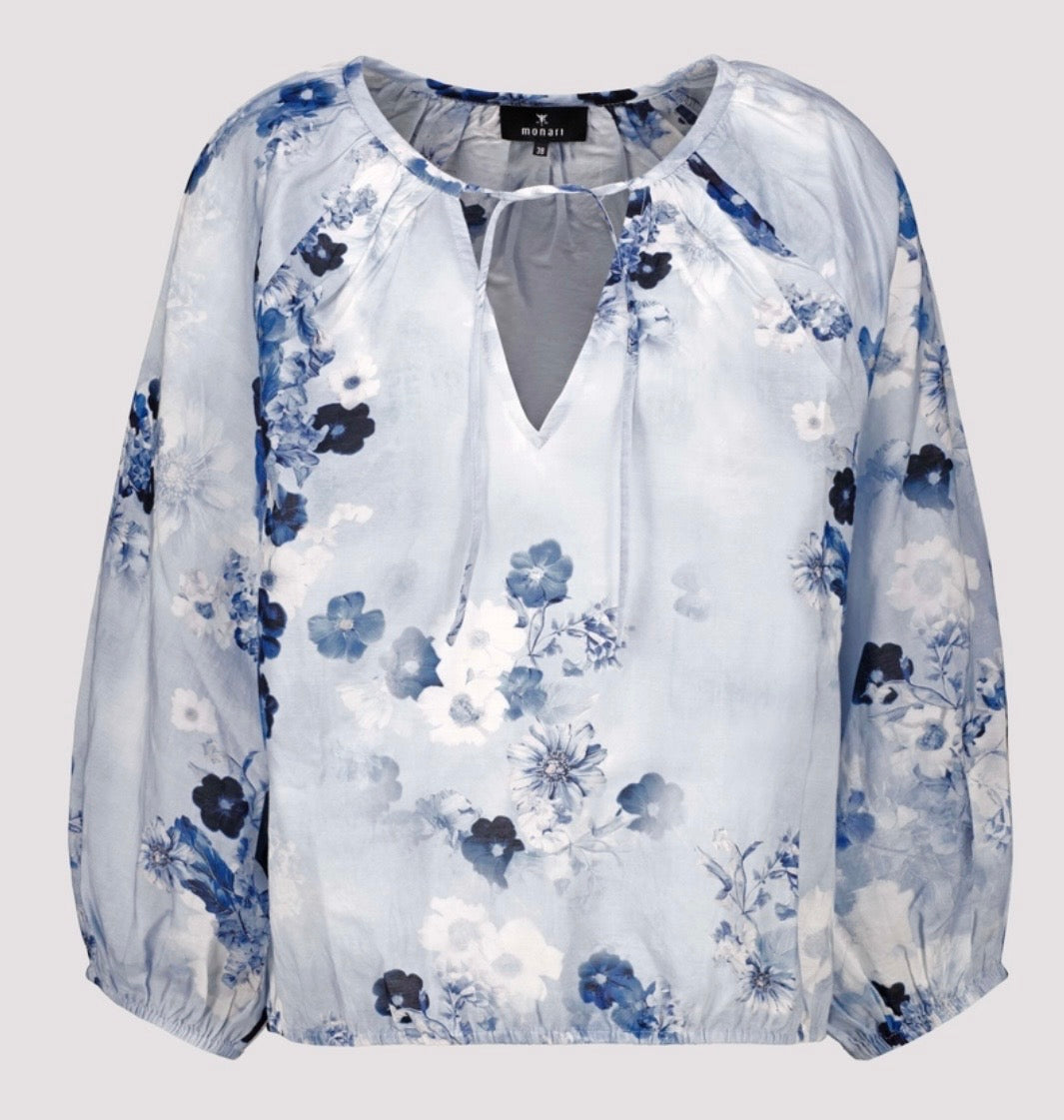 NEW-BLOUSE WITH FLORAL PATTERN IN SEASIDE PATTERN