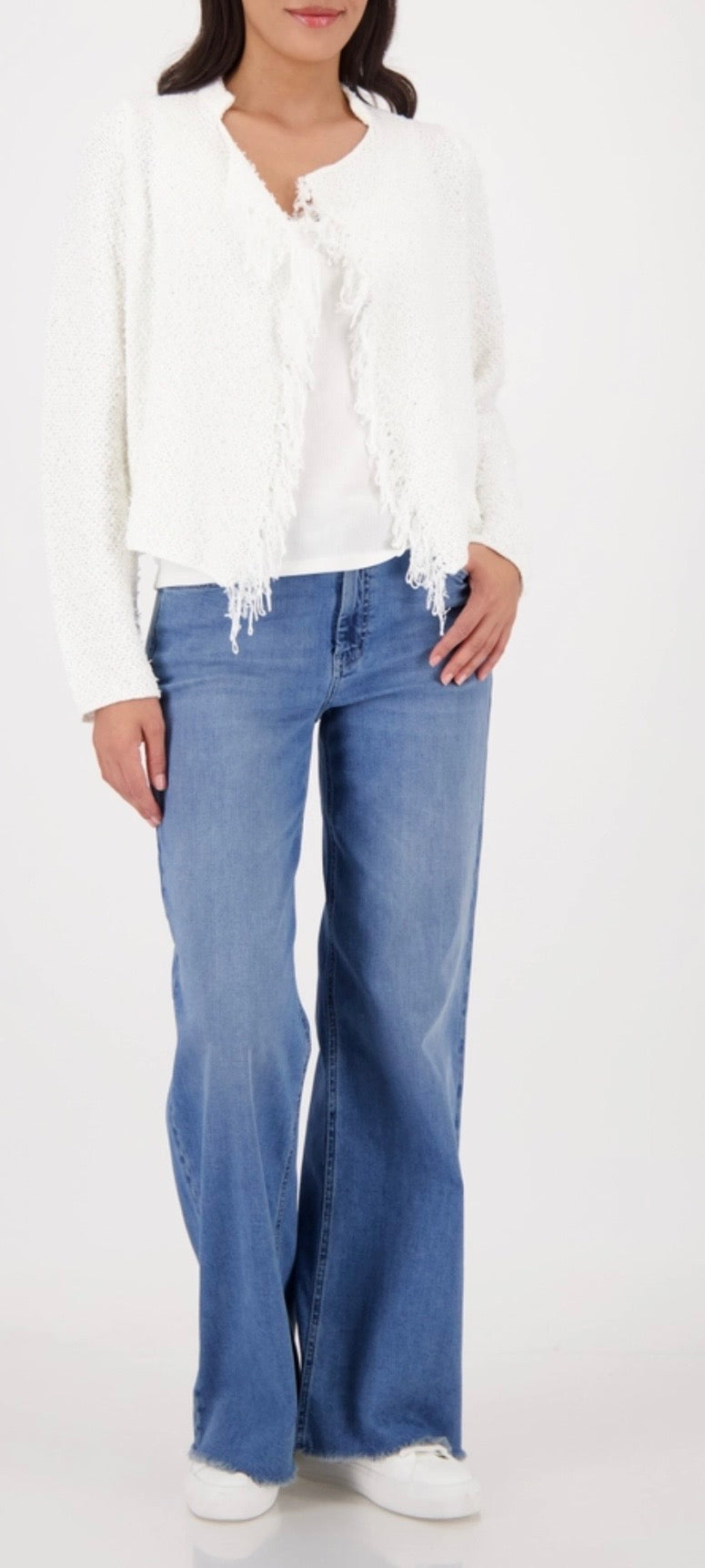 NEWCARDIGAN WITH WEAVE STRUCTURE in off white