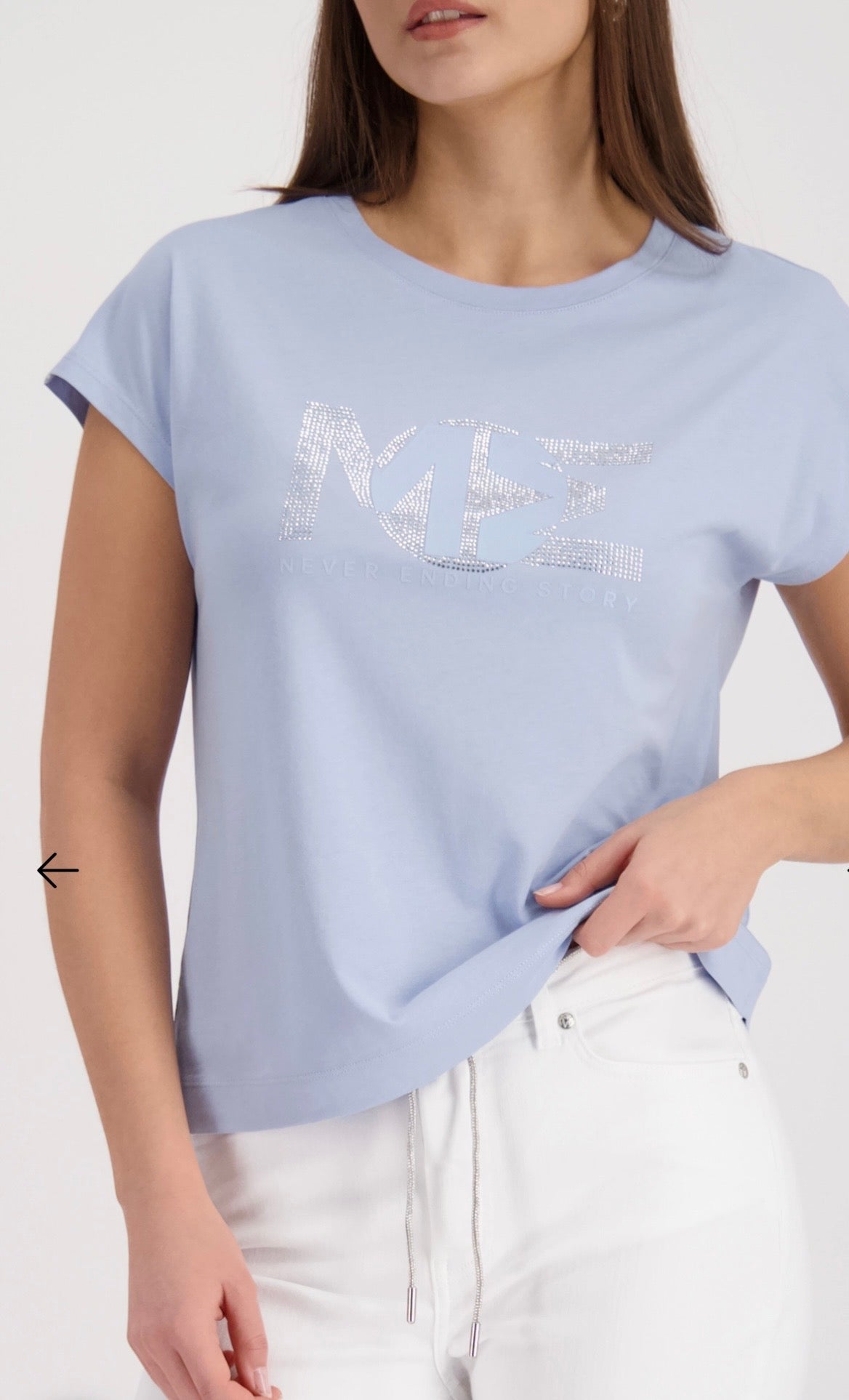 NEWT-SHIRT WITH RHINESTONES in sea side blue