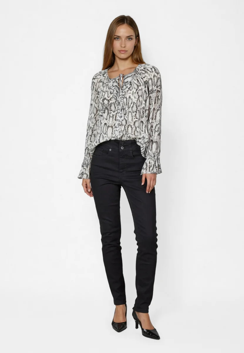 Blouse with snake print in viscose chiffon