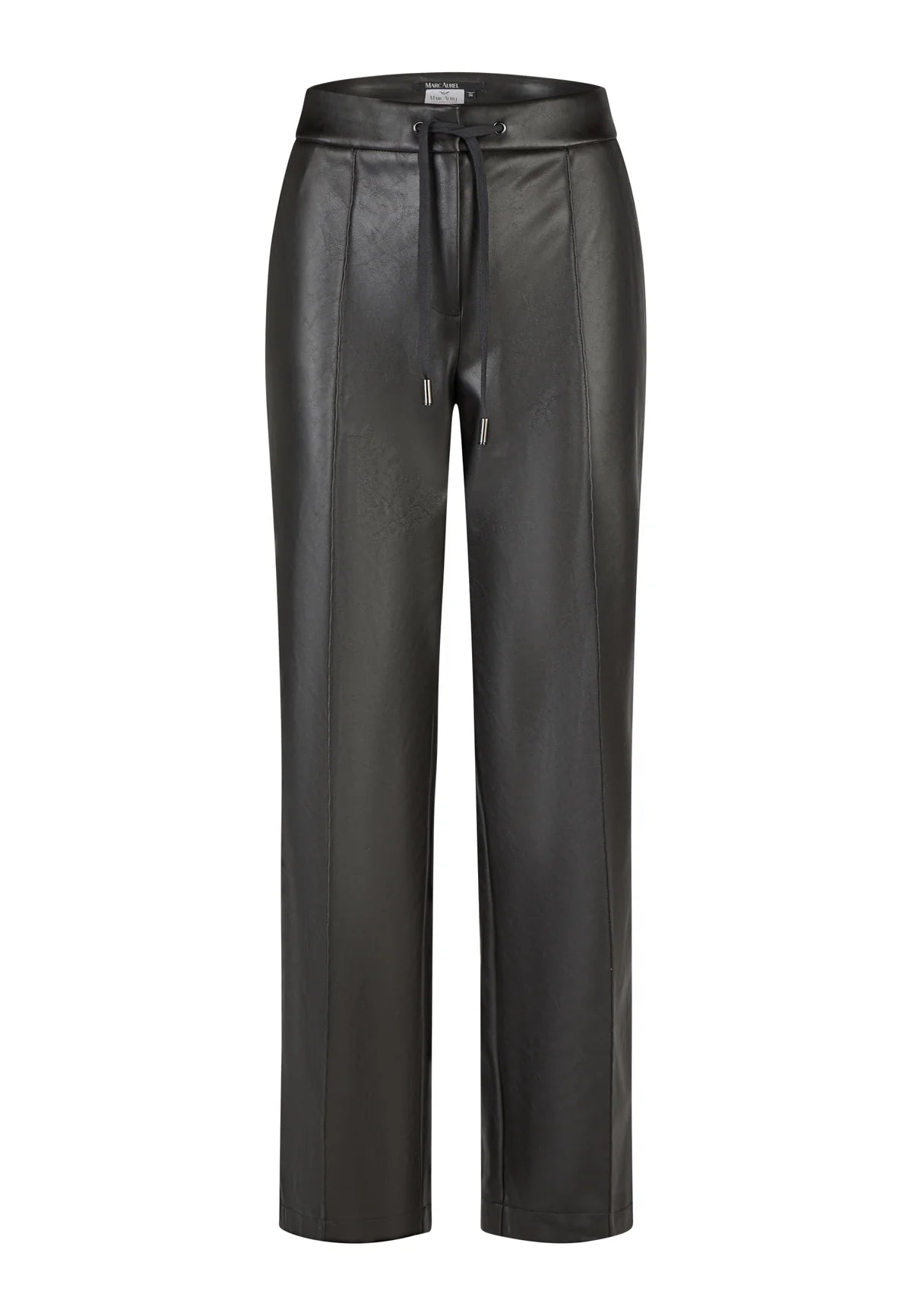 Faux Leather Jogging Pants With Contrast Stripes