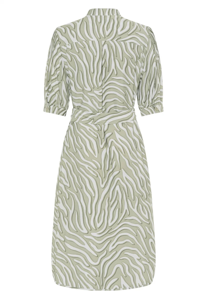 Dress with casual print in khaki