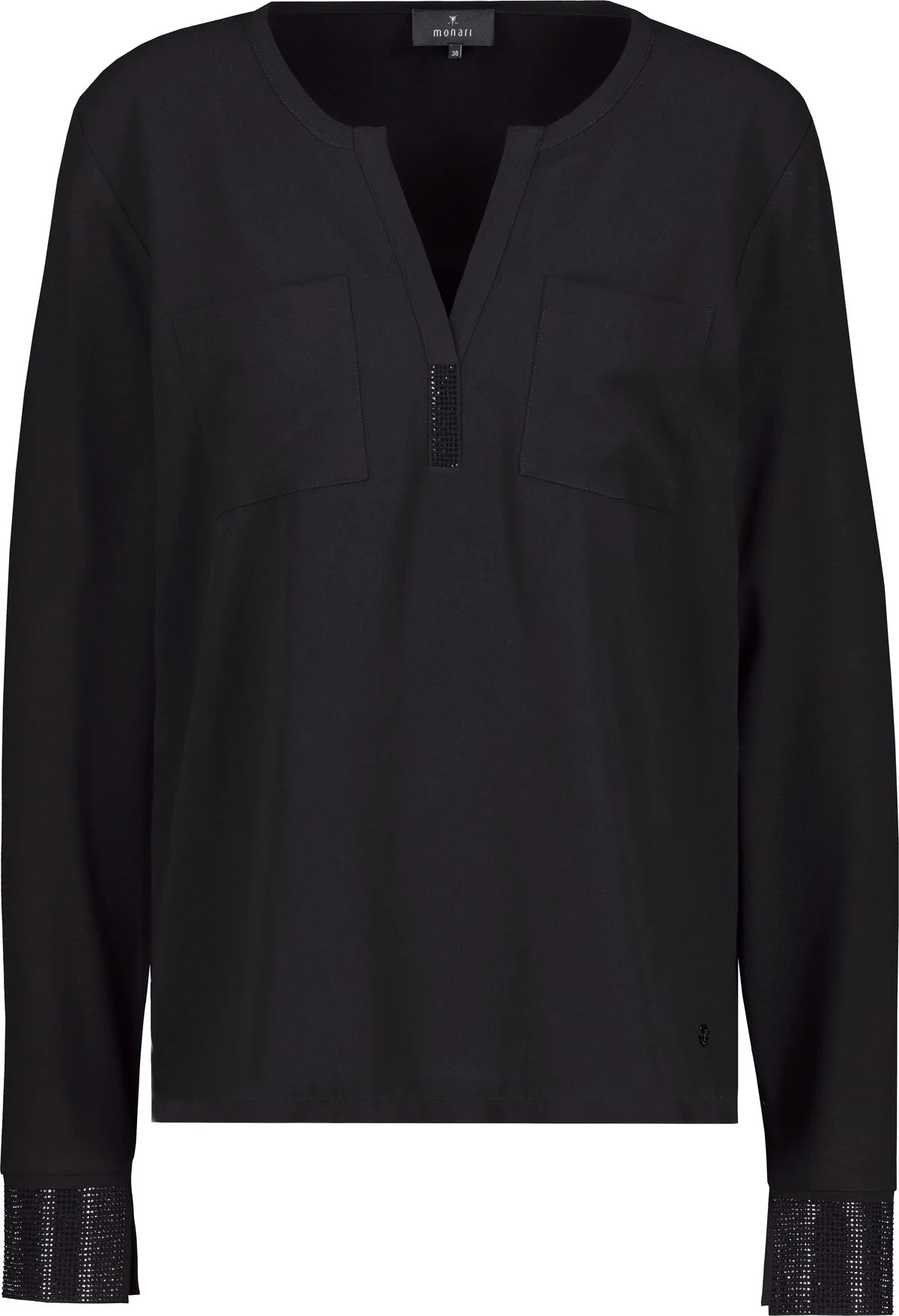 SEQUIN CUFF BLOUSE - BLACK