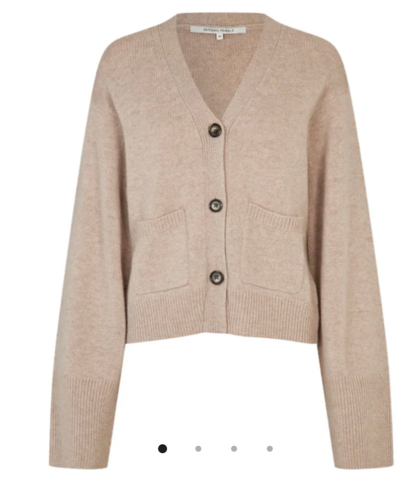 Alpha Fitted Cardigan Beige Melange