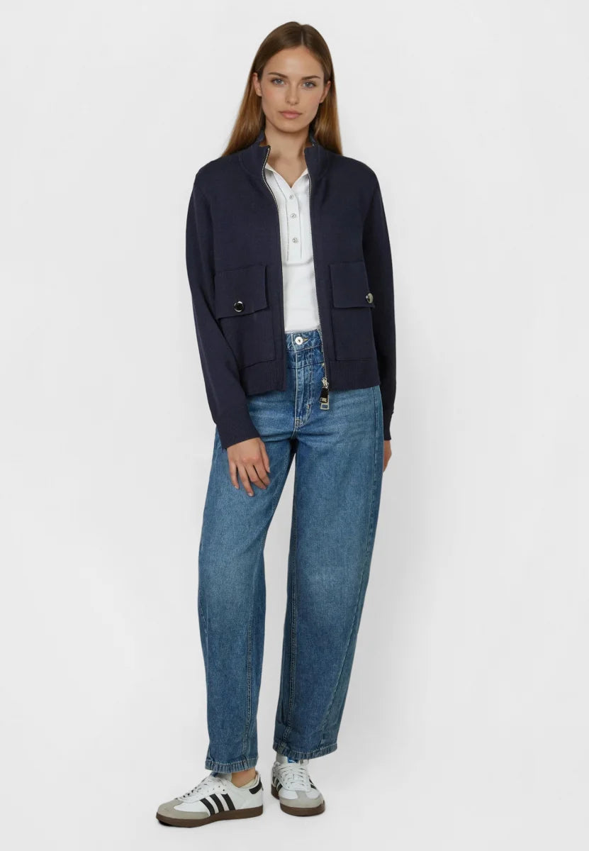 Bomber-style cardigan in navy
