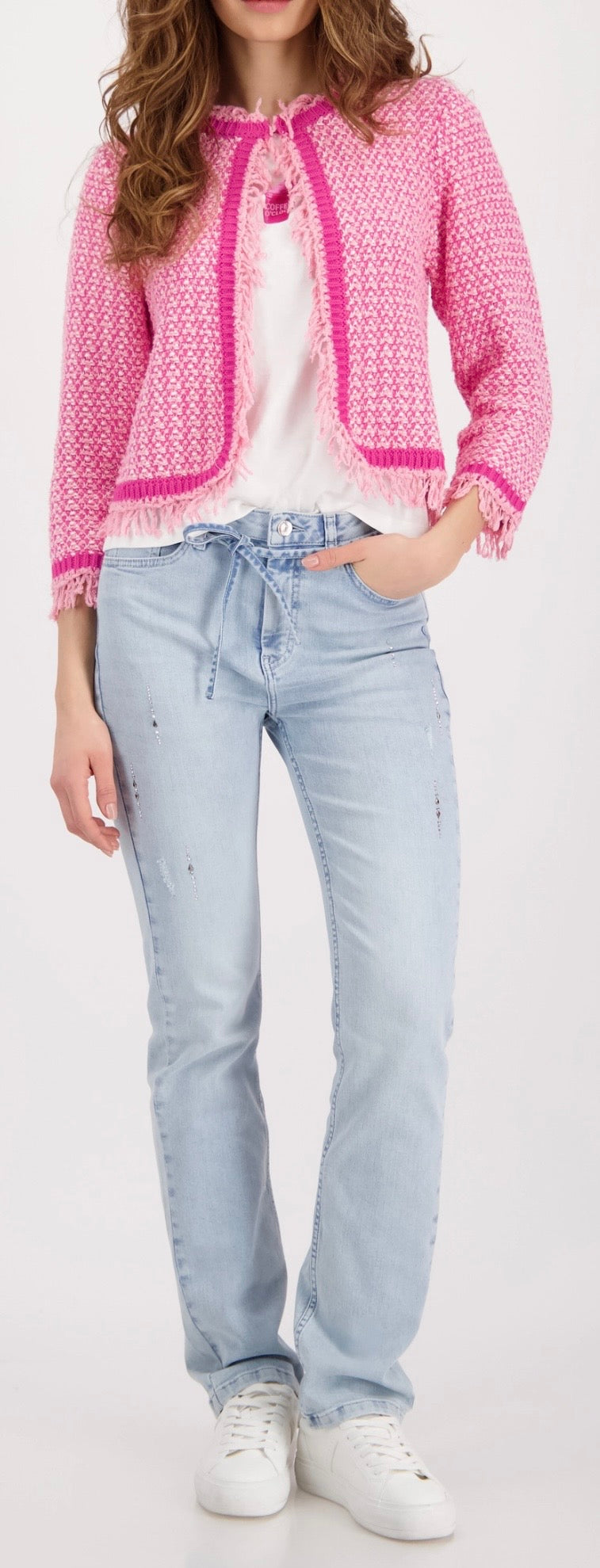 FRINGE TWEED CARDIGAN
COLOR: Spring flower