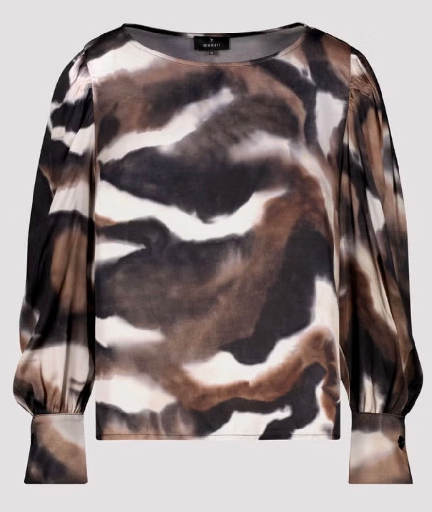 NEW-BLOUSE WITH TIE-DYE PATTERN
COLOR: Chocolate brown pattern