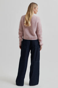 Andrea Knit Rib LS Cardigan in sepia rose