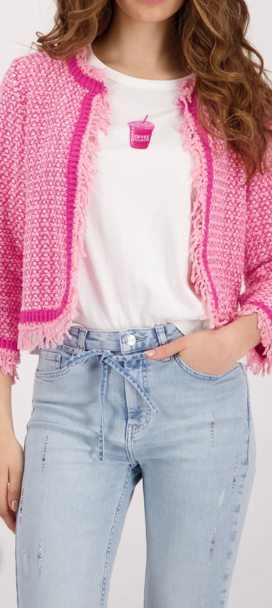 FRINGE TWEED CARDIGAN
COLOR: Spring flower