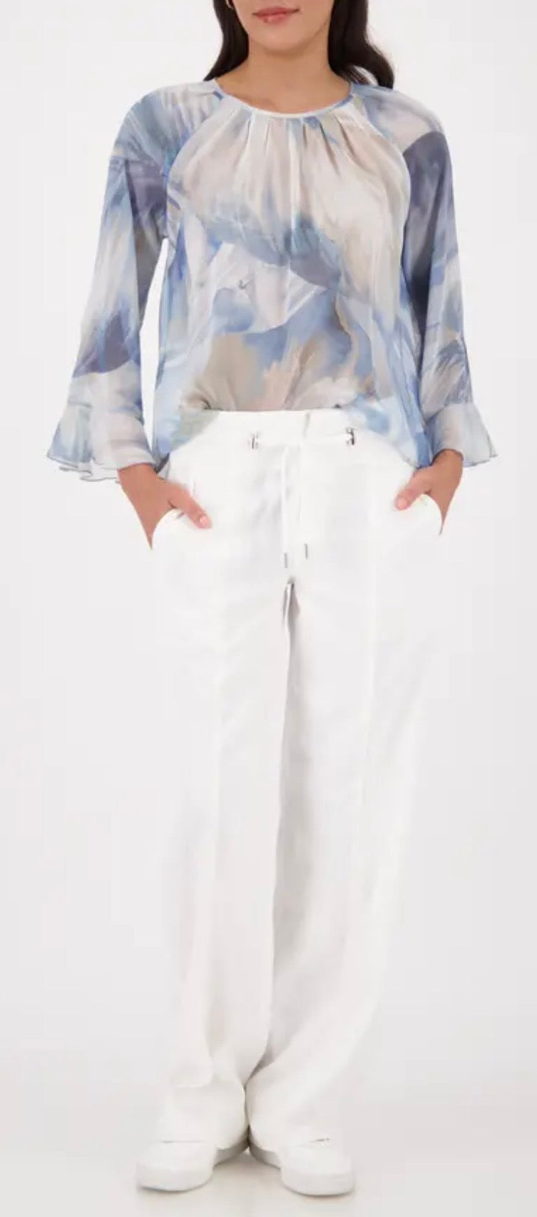 Light blue & sand viscose top