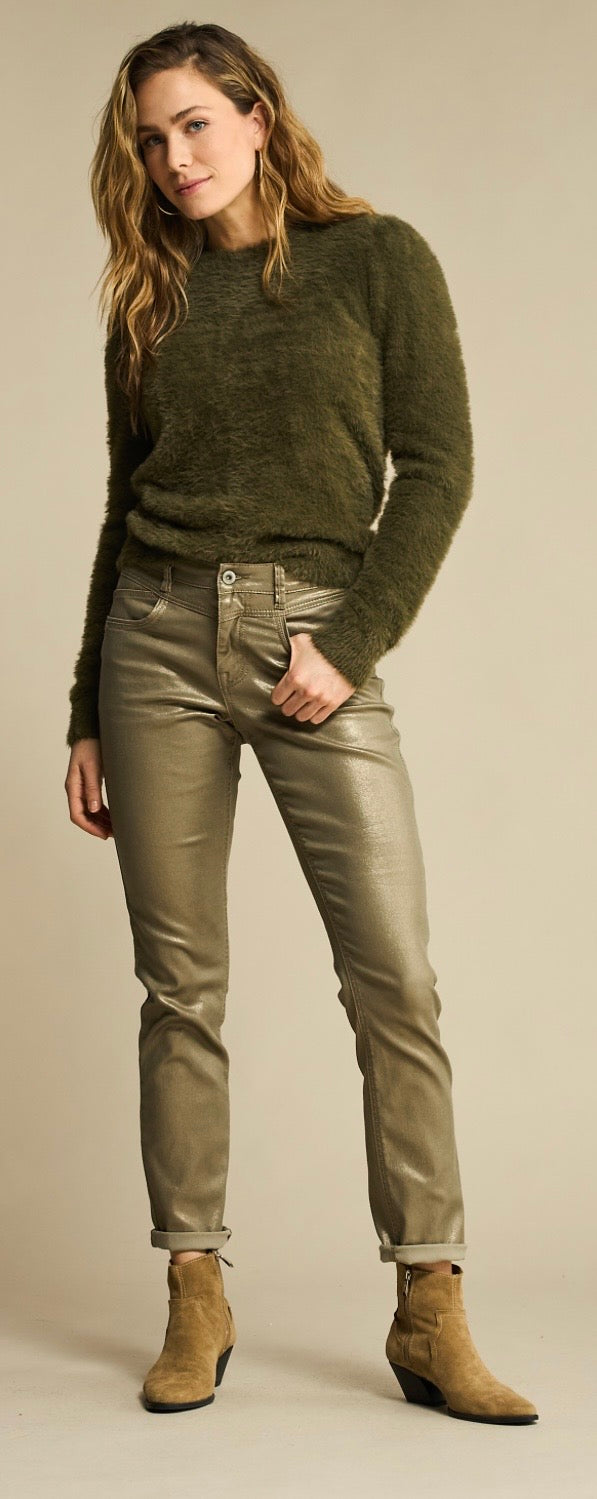 Fuzzy Puff Sleeve Olive