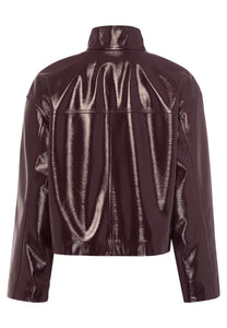 Jacket in vegan patent leather Bordeaux