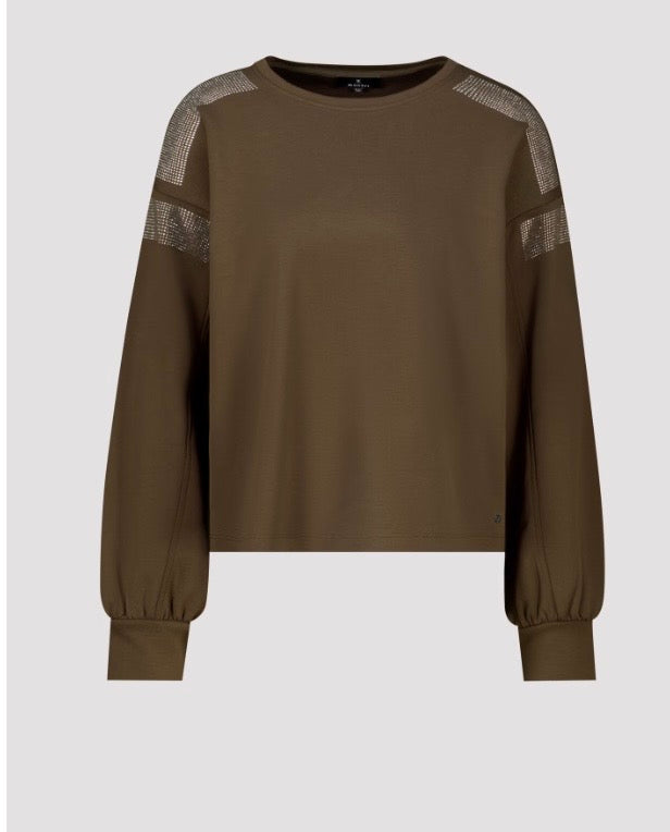 NEW-SWEATSHIRT WITH RHINESTONE DETAILS
COLOR: Olive