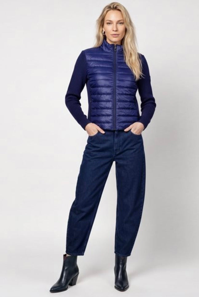 Monari Quilted Jacket
With Knitted Sleeves in navy