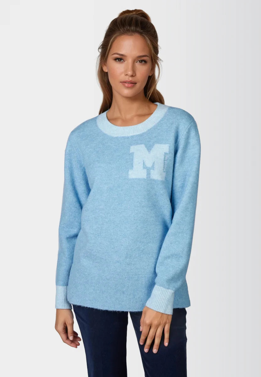 Cloud sky Sweater with M intarsia