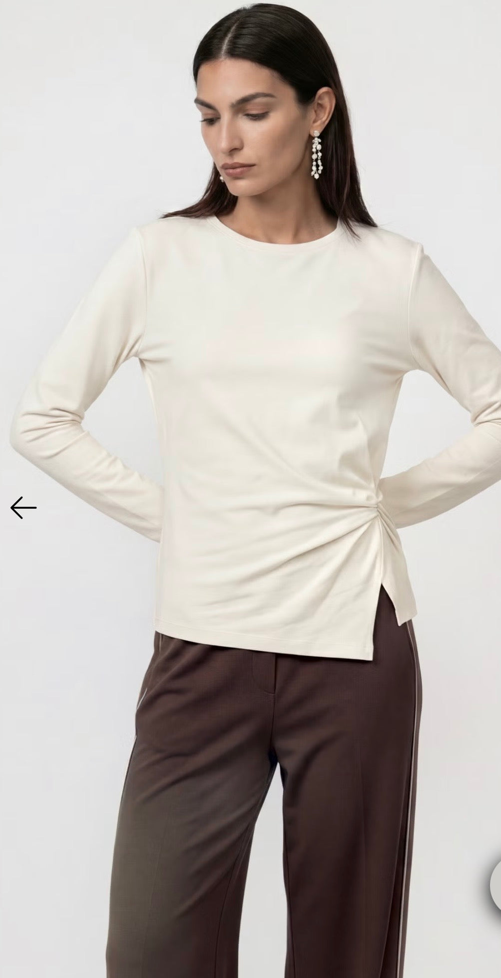 NEW LONG-SLEEVE SHIRT WITH KNOT DETAIL
COLOR: Antique white