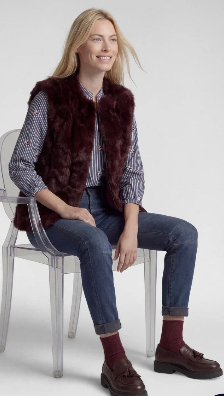 Rabe 57-114872 Faux Fur Waistcoat Merlot