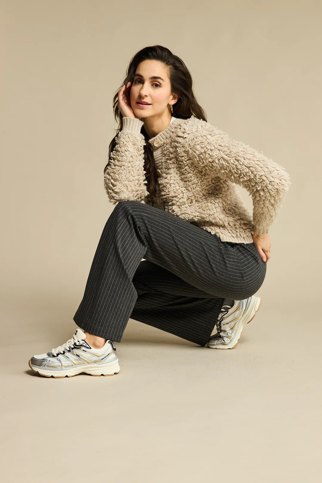 Red Button Colette Punta, Sporty Pinstripe, Grey Melange