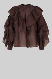 Fria Frill Blouse in plum