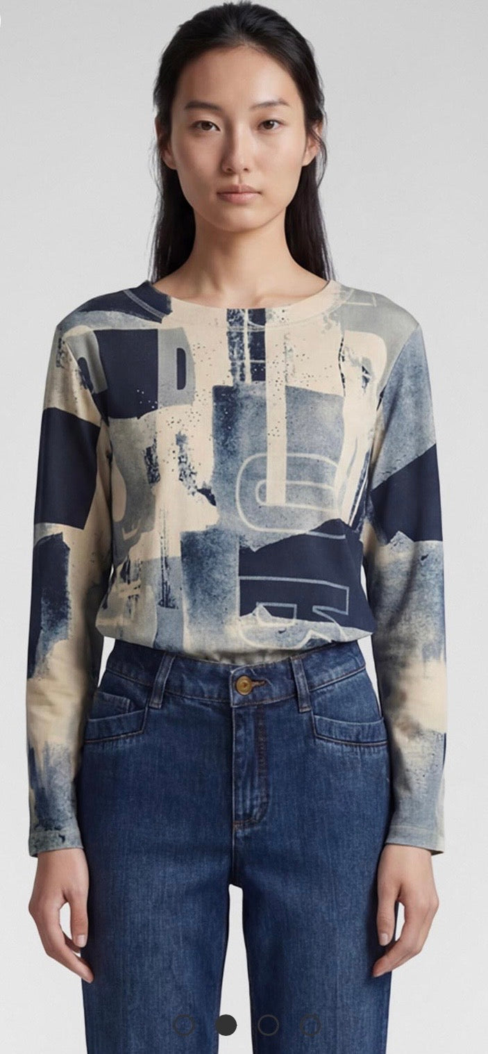 Rabe Abstract Print With Rhinestone Detail Jumper, Navy Multi
