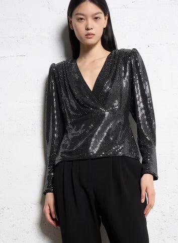 Suncoo
Structured sequin wrap top - Silver – LORENA
