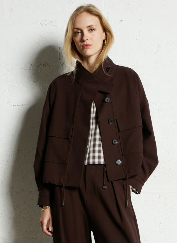 Suncoo
Oversized high collar jacket - Brown – DONA