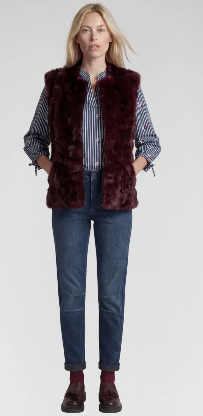 Rabe 57-114872 Faux Fur Waistcoat Merlot
