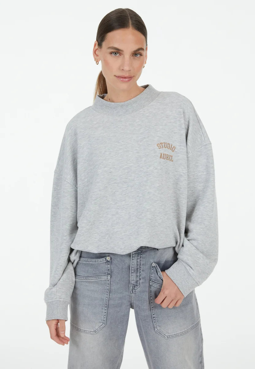 Grey melange Sweatshirt with embroidery
