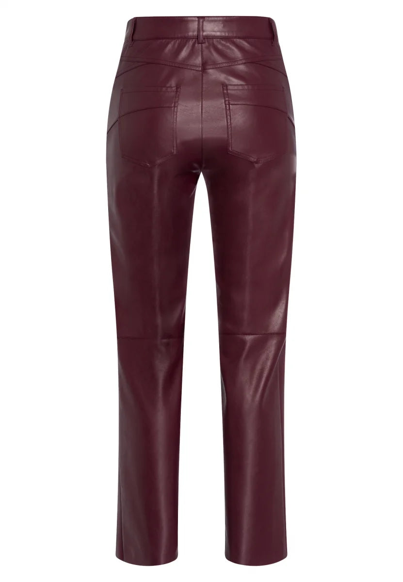 Leather-like trousers in light Bordeaux