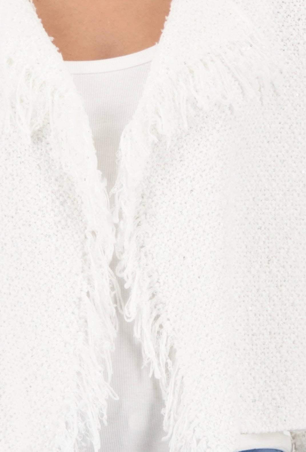 NEWCARDIGAN WITH WEAVE STRUCTURE in off white