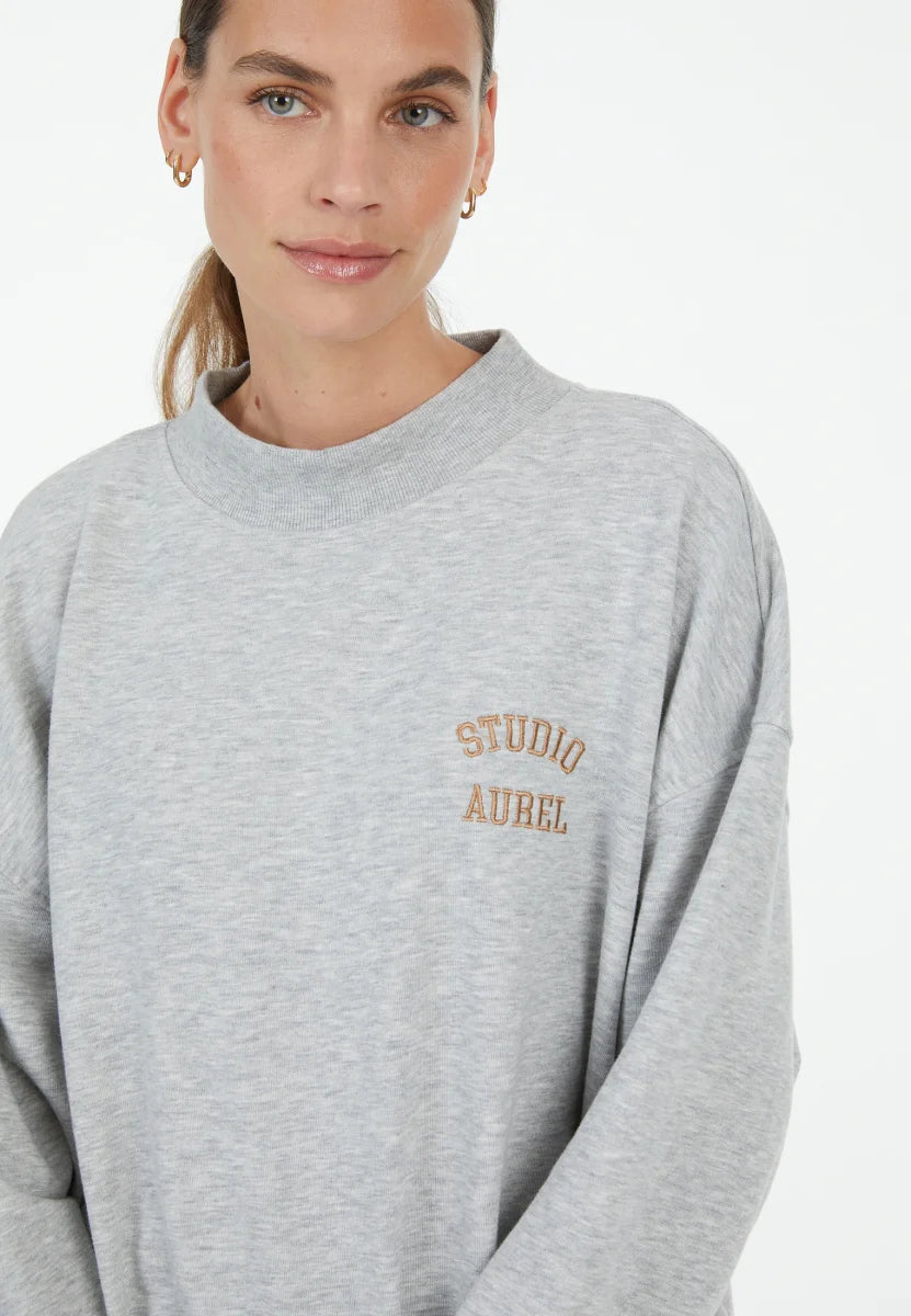 Grey melange Sweatshirt with embroidery
