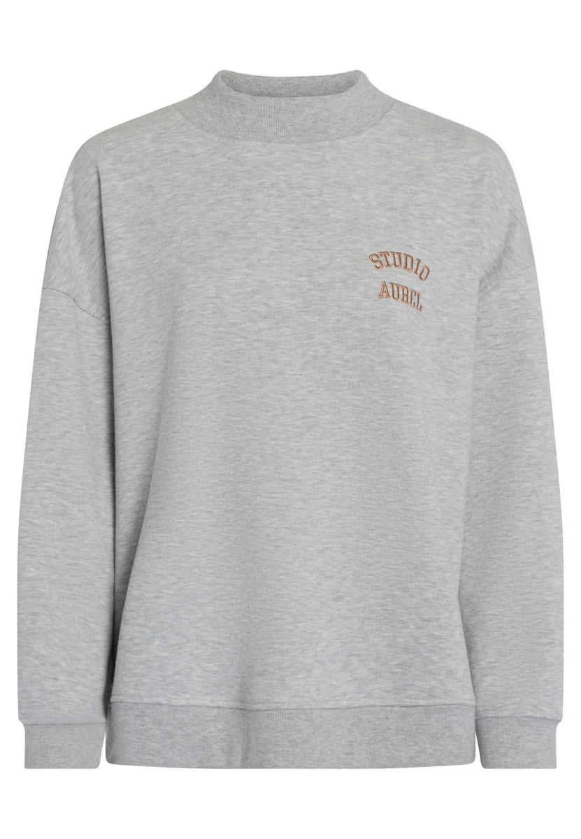 Grey melange Sweatshirt with embroidery