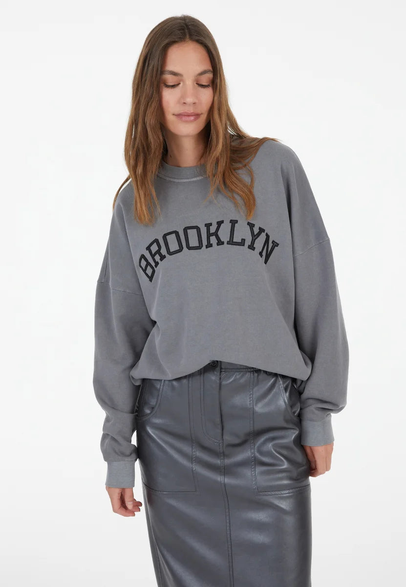 Grey Sweat dress with Brooklyn appliqué
