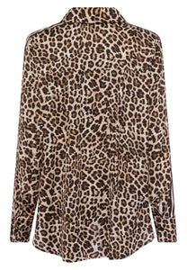 Shirt with leopard print and stripes
