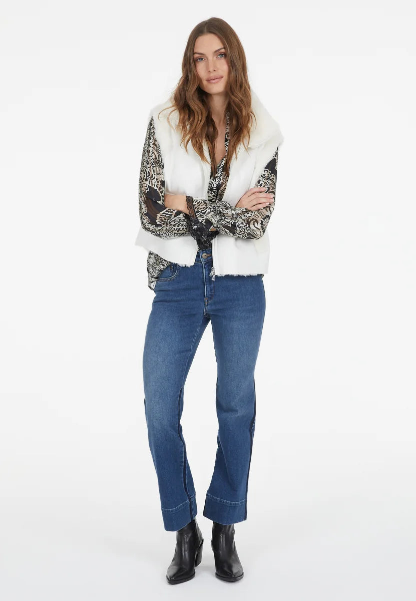 Faux fur vest in cream