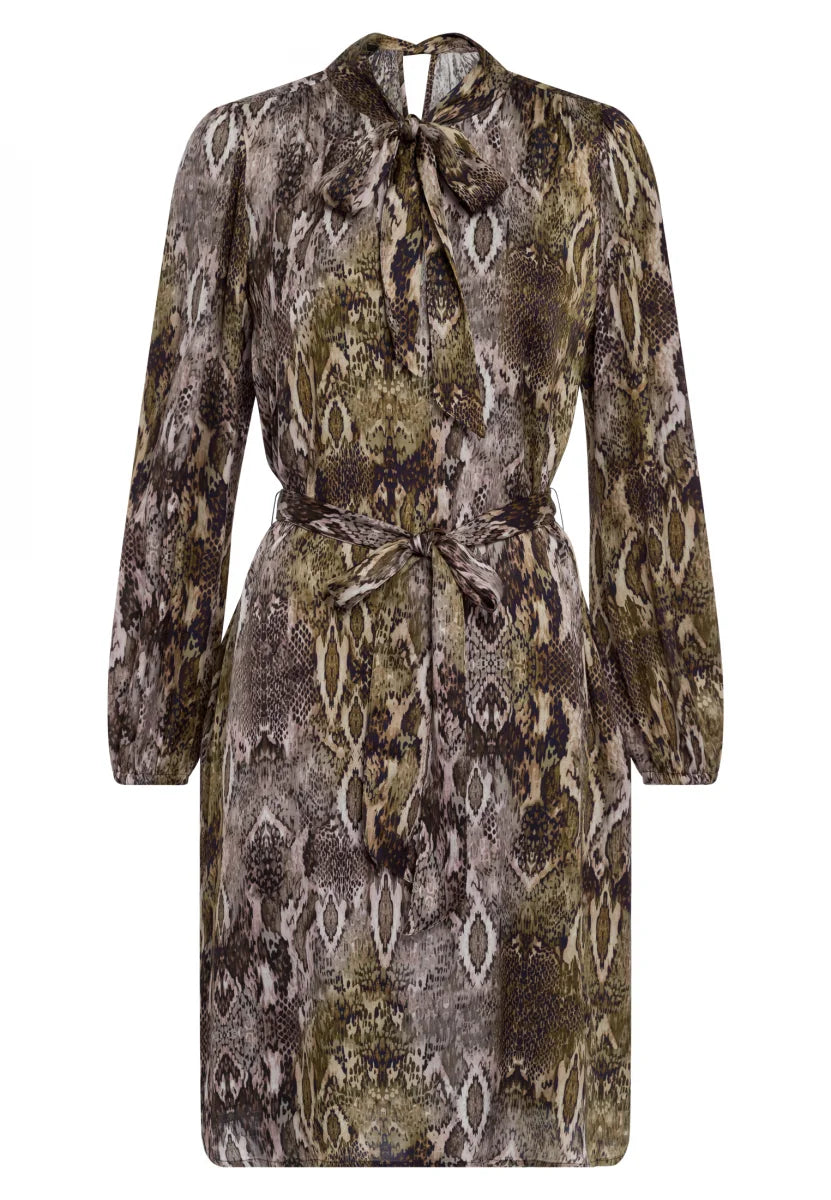 Snake Print Dress in khaki varied