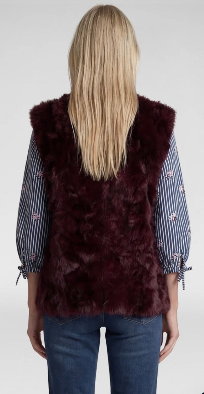 Rabe 57-114872 Faux Fur Waistcoat Merlot