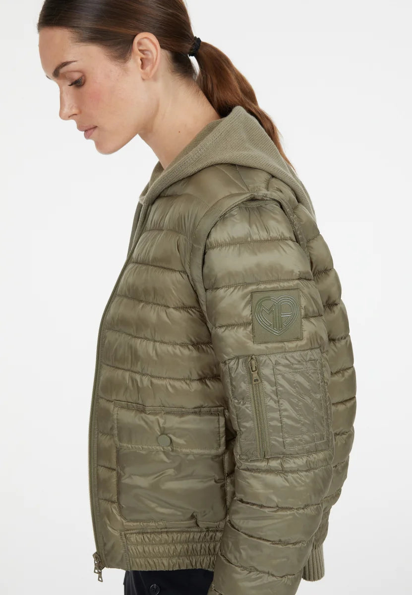 Bomber jacket with detachable sleeves in khaki