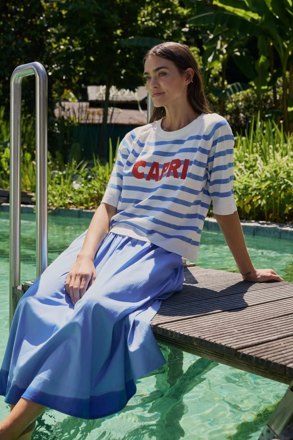 Milano sky blue midi skirt