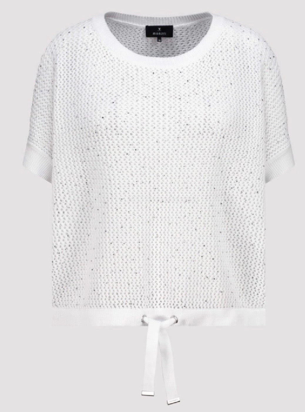 Ajour knitted jumper with Rhinestones in cream