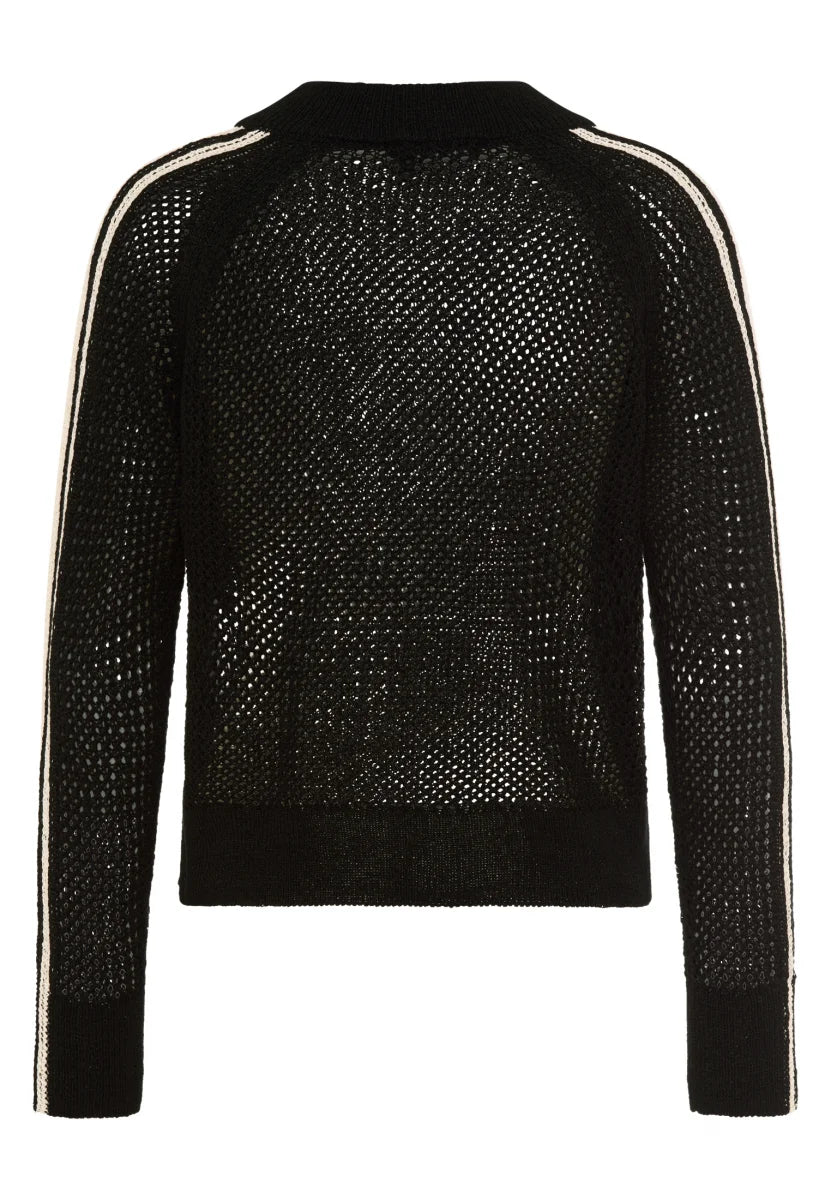 Cardigan in mesh structure in black